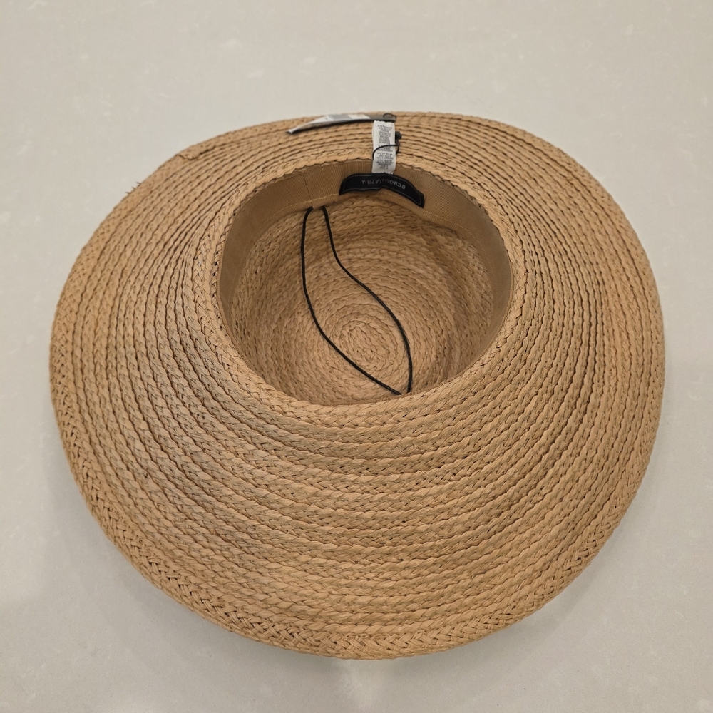BCBGMaxAzria Tan and Black Wide Brim Straw Hat - Picture 7 of 11